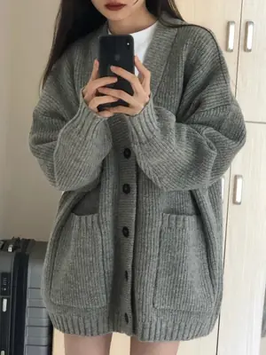 Image de Cardigan Tricoté Femme Col V - Automne Hiver