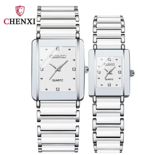 Image of Elegant Black and White Ceramic Couple Quartz Watches for Men and Women – Luxury Matching Wristwatches for Lovers, Perfect Gift Set