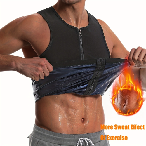 Afbeelding van Saunapak voor Heren met Tailletrainer Vest, Rits Bodyshaper en Tanktop – Zweettrainingspak voor Effectieve Workout en Lichaamsvervorming