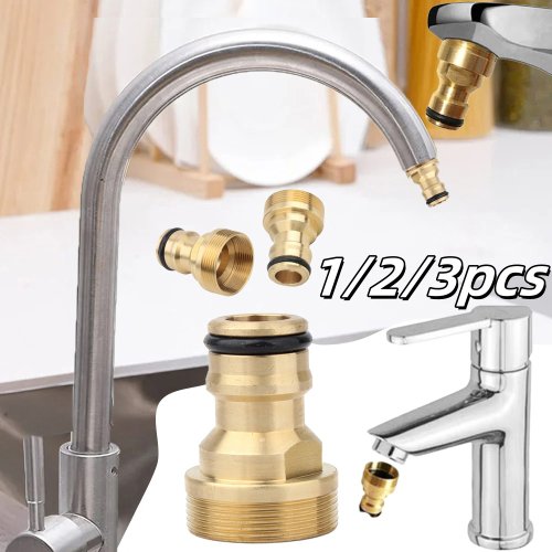 Imagen de Adaptador de Grifo Universal para Cocina y Baño, Conector de Latón con Manguera Mezcladora, Accesorio para Lavabo y Riego de Jardín, Ideal para Lavar Coches - Pack de 1-3 Unidades