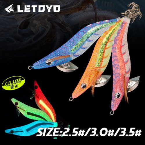 Afbeelding van LETOYO 2.5 #   3.0 #   3.5 #   Inktvis aas Lichtgevende inktvis Jig Vissen Lokken Kunstaas Voor Webvoet Octopus Inktvis zeevissen lokken