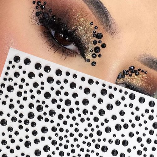 Bild von 3D Strass-Augenaufkleber – Schwarz & Glamour für Dein Make-up