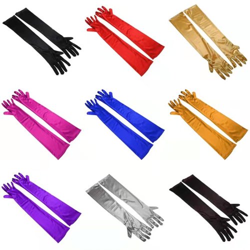 Afbeelding van Elegante Satijnen Handschoenen voor Dames – Lange Vinger Wanten in Rood, Wit en Roze voor Avondfeesten, Formele Gelegenheden en Cosplay