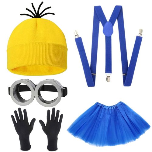 Image of Steampunk Cosplay Costume Set for Adults and Kids – Yellow Beanie, Stretchy Gloves, Goggles – Fun Fantasy Disguise for Halloween Parties and Themed Events