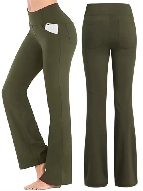 Immagine di Pantaloni da Donna Eleganti Palazzo Svasati con Vita Alta in Tela di Cotone Morbida e Respirante per Look di Carriera e Occasioni Formali