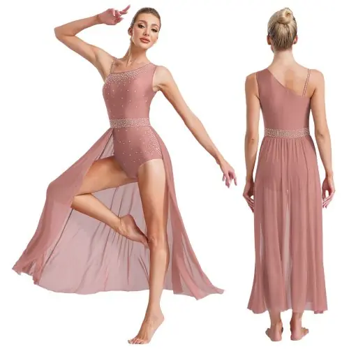 Image de Justaucorps de Danse Élégant avec Strass et Fente