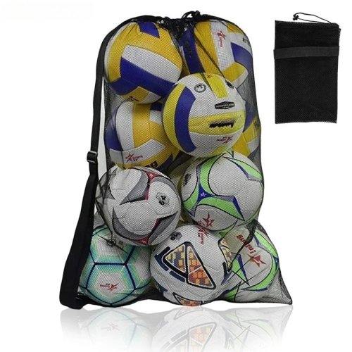 Imagen de Bolsa de Malla Extra Grande para Balón de Fútbol, Baloncesto y Voleibol con Cordón y Bolsillo con Cremallera – Ideal para Deportistas y Gimnasios