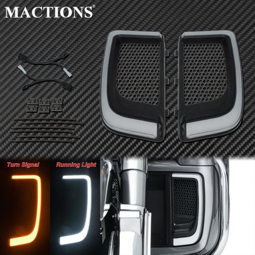 Image of LED Turn Signal Light Fairing Lower Grills in Black for Harley-Davidson Touring Models Including Street Glide, Road Glide, Electra Glide FLHTK, and FLTRU