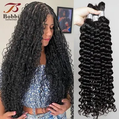 Image de Extensions Cheveux Bouclés Bohème Remy 100% Humains - Deep Wave Noir Naturel