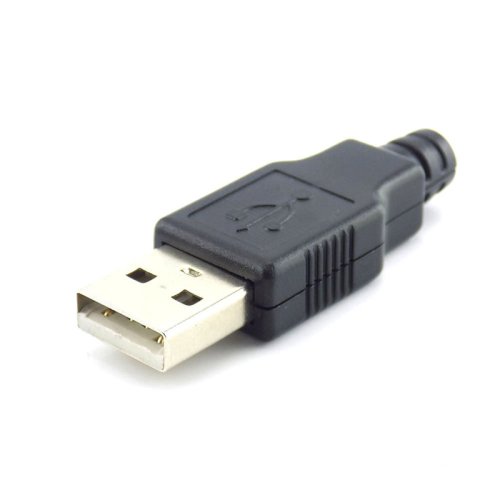Bild von USB 2.0 Stecker mit Schwarzem Kunststoffgehäuse – DIY-Lösung für Elektronikprojekte