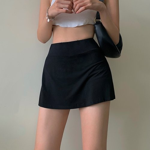 Image of High-Waisted Tennis Skirt for Women – Sexy, Tight-Fit, Split A-Line Mini Skirt with Hip Bag, Summer Sports Culottes in Y2K Style
