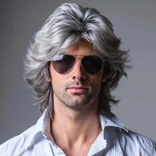 Image de Perruque Homme 80s Ondulée-Blond - Style Rocker