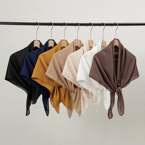 Imagen de Bufanda Cuadrada de Lino y Algodón 90x90 cm para Mujer - Pañuelo Suave y Fino en Color Sólido, Ideal como Hijab o Accesorio de Moda