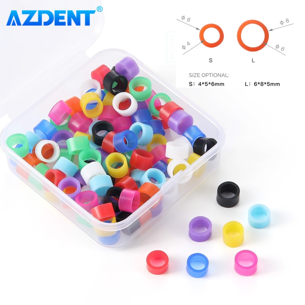 Image of AZDENT 100Pcs/Box Dental Color Code Ring Silicone Identification Circle Orthodontic Instrument Dentistry Material Autoclavable