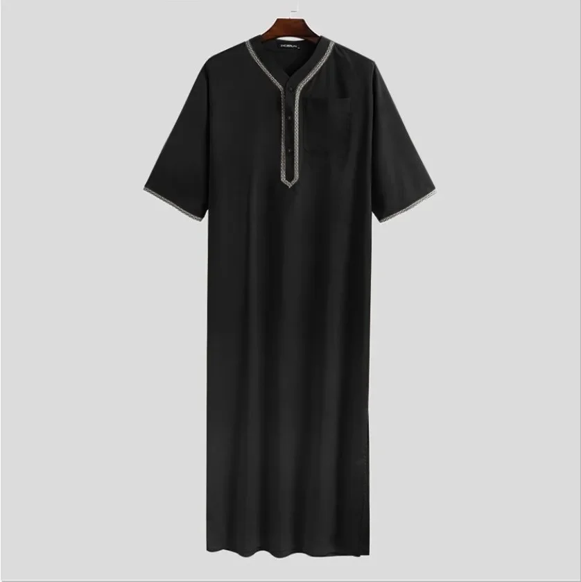 Immagine di Caftano Maschile Vintage con Stampa Arabe – Abbigliamento Musulmano Elegante