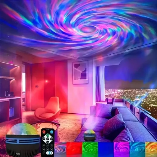 Zdjęcie Projektor LED Gwiazdy Projektor Galaktyki Prezent na Boże Narodzenie i Nowy Rok Dekoracje do Pokoju Gier Lampa Pilot USB DC5V 7 Trybów Oświetlenia