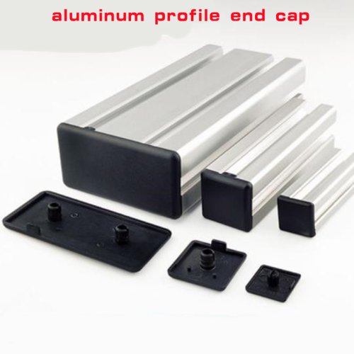 Image of 50-Pack Black Nylon End Cap Covers for 2020, 2040, 3030, 4040, 4080, 4545 EU Aluminum Extrusion Profiles – Durable Protective Plate for Industrial and DIY Projects