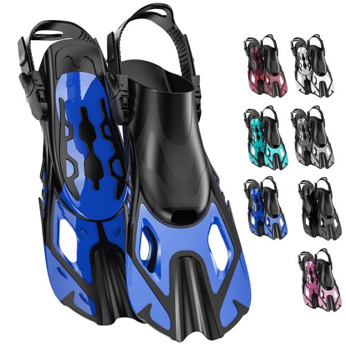 Imagen de Aletas de Snorkel con Hebilla Ajustable, Zapatos Cortos de Buceo de Silicona con Tacón Abierto, Ideal para Principiantes y Viajes