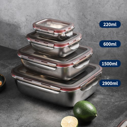 Immagine di Scatola per Pranzo in Acciaio Inossidabile 304 – Bento Box Sigillata a Tenuta Stagna, Ideale per Viaggi, Uso Domestico e Conservazione in Frigorifero