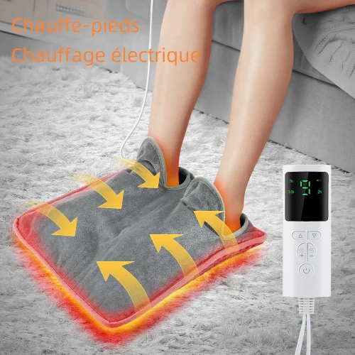 Imagen de Almohadilla Calefactora Eléctrica para Pies con Felpa Suave y Lavable - Calentador de Pies Portátil para Hogar, Oficina y Dormitorio