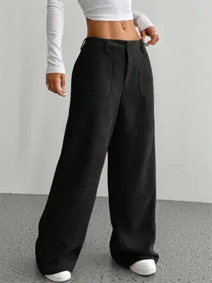 Image de Pantalon Velours Côtelé Femme - Style Rétro & Chic