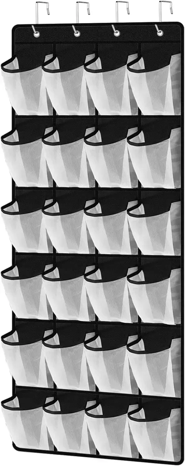 Image of 12/14/24 Pockets Over the Door Shoe Organizer Large Mesh Pockets With 4 Hooks Mesh Fabric Shoe Rack Storage Bag For Bedroom