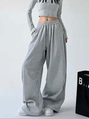 Image de Pantalon Harajuku Y2K Gris - Streetwear Baggy Taille Haute