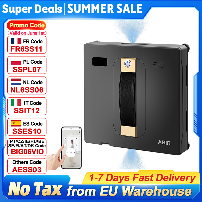 Image of Robot Window Vacuum Cleaner ABIR WD8, Dual Water Spray, AI intelligent Wipping, Updated Laser,Smart Home Glass Wall Washing