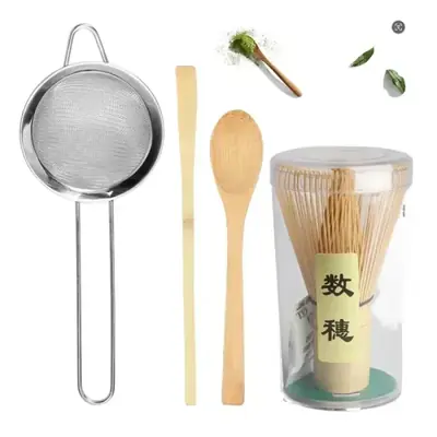 Image de Ensemble de fouets Matcha en bambou fait à la main, cuillère à thé traditionnelle, passoire à thé pr...