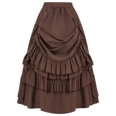 Image de Jupe Victorienne Steampunk Marron - Style Gothique Vintage