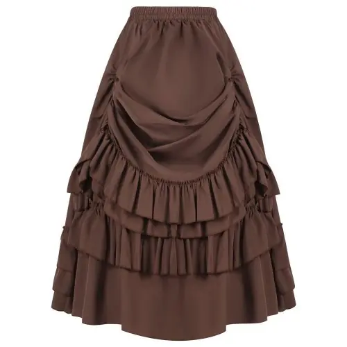 Image de Jupe Victorienne Steampunk Marron - Style Gothique Vintage