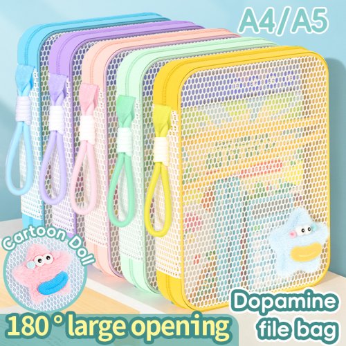 Image of Huajie A4 A5 Zipper Document Bag with Multi-Layer Subject File Folders – Large Capacity Storage Organizer with Handle for Students and Office Use