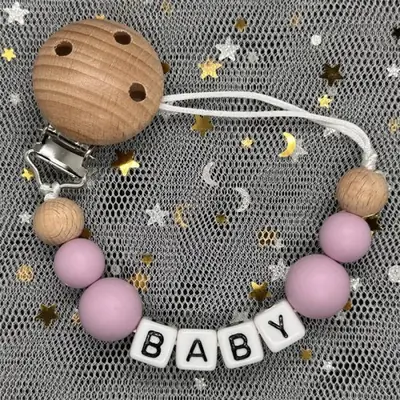 Image de Sucette Personnalisée en Bois & Silicone - Jouet de Dentition pour Bébé