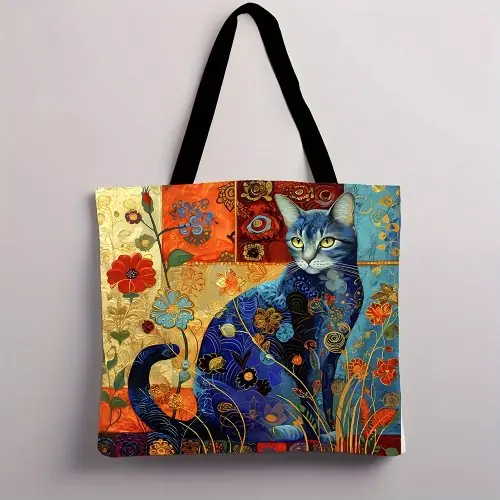 Image de Sac Chat Mignon Imprimé Lin - Écologique & Pratique
