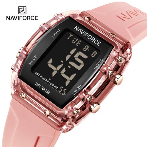 Image of Stylish Women's Digital Watch with LCD Display, 50M Waterproof Silicone Strap, Sporty Electronic Wristwatch for Everyday Wear