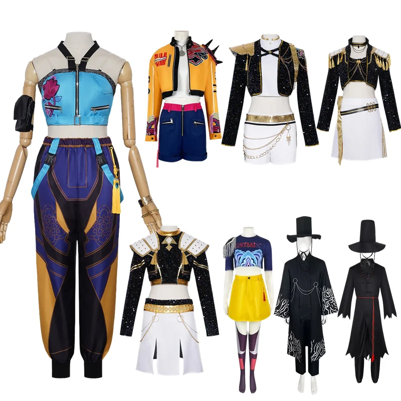 Kostium Cosplay Rumi, Zoey, Mira – Czarno-Złoty Strój Demon Hunter dla Dzieci, Dziewcząt i Kobiet, Przebranie na Halloween i Gry Rolowe