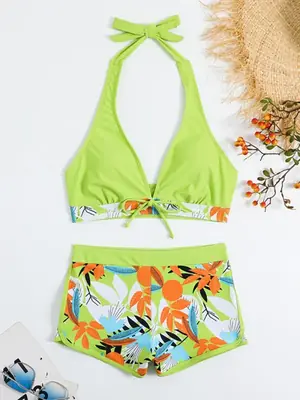 Image de Bikini Taille Haute Imprimé 2025 - Élégant & Séduisant