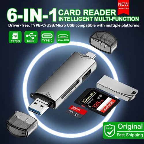 Bild von 6-in-1 OTG Multifunktions-USB 3.0-Kartenleser U Disk TYPE-C/USB/Tf/Sd Flash Drive Speicherkarte für Adapter Telefon Laptop Compute