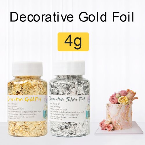 Image of Natural Edible Gold and Silver Leaf Flakes for Cake Decorating, DIY Art Crafts, Nail Art, and Home Decor – Premium Foil Fragments for Creative Projects