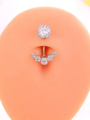 Image de Piercing Nombril Fleurs Doré avec Cristal CZ