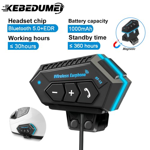 Bild von Bluetooth Motorradhelm-Headset mit Stereo-Sound, Wasserdichter Lautsprecher und Anti-Störungstechnologie – Drahtlose Freisprecheinrichtung für Motorradfahrer