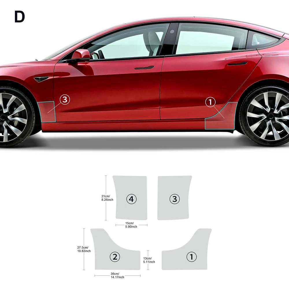 Imagen de Película protectora triangular para puerta de coche, pegatina de reajuste transparente de TPU para T...