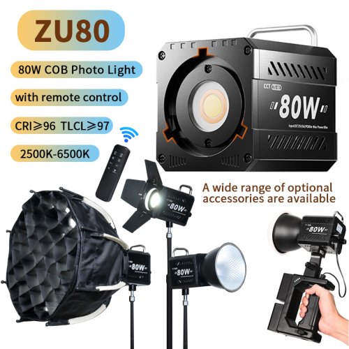 Immagine di Luce fotografica COB a doppia temperatura di colore 80W Luce video LED professionale Paralume portatile Luce di riempimento portatile mini Bowens