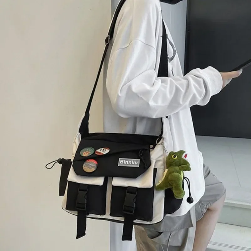 Imagen de Bolsos cruzados de nailon Harajuku para hombre, bolso de mensajero para mujer, bolsos escolares para niñas, bolsos de lona para jóvenes, bolso de hombro, Bolsas