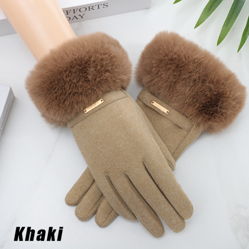 Image of Women Touchscreen Gloves-Soft Double-Layered Faux Rabbit Fur For Ultimate Cold Weather Protection,Windproof,Water-Resistant
