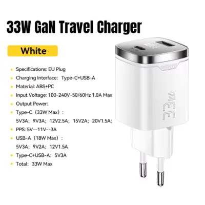 Image de Chargeur USB-C 33W Rapide avec Affichage Numérique