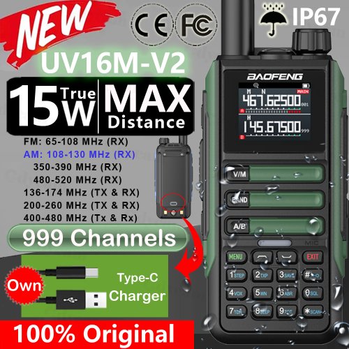 Immagine di Baofeng UV-16M V2: Walkie Talkie Potente e Versatile