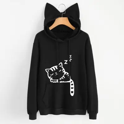 Image de Sweat à Capuche Chat Mignon pour Femme