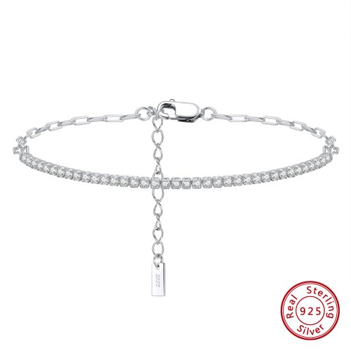 Immagine di ORSA JEWELS Bracciale da tennis con catenelle placcate in oro 14K per donna Braccialetti fatti a mano in argento sterling 925 Gioielli SB141