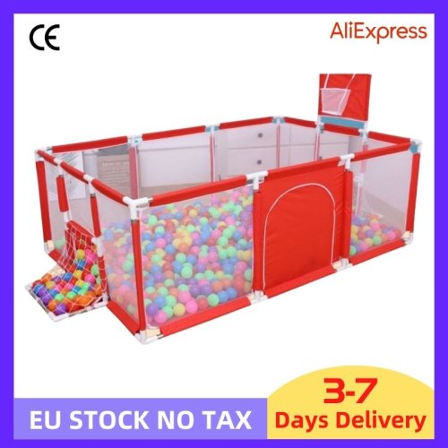 Bild von Sicherer Baby-Laufstall mit Ballpool & Basketball – Indoor-Spielplatz für Babys